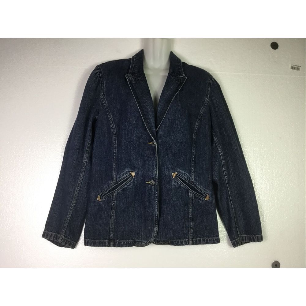 Liz Claiborne Jean Jacket Size M Womens Blue denim button up Pockets